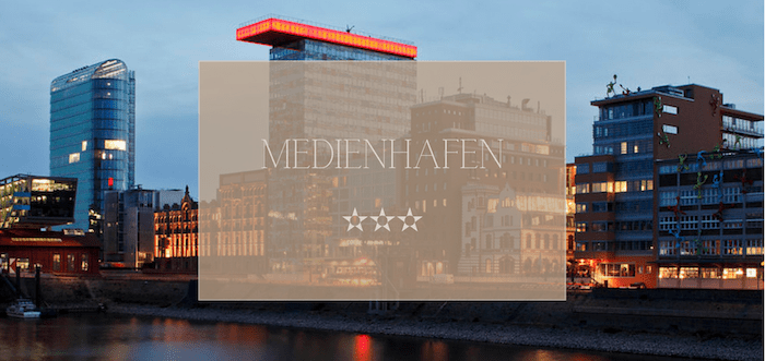Den berühmten Mediahafen in Düsseldorf sehen 